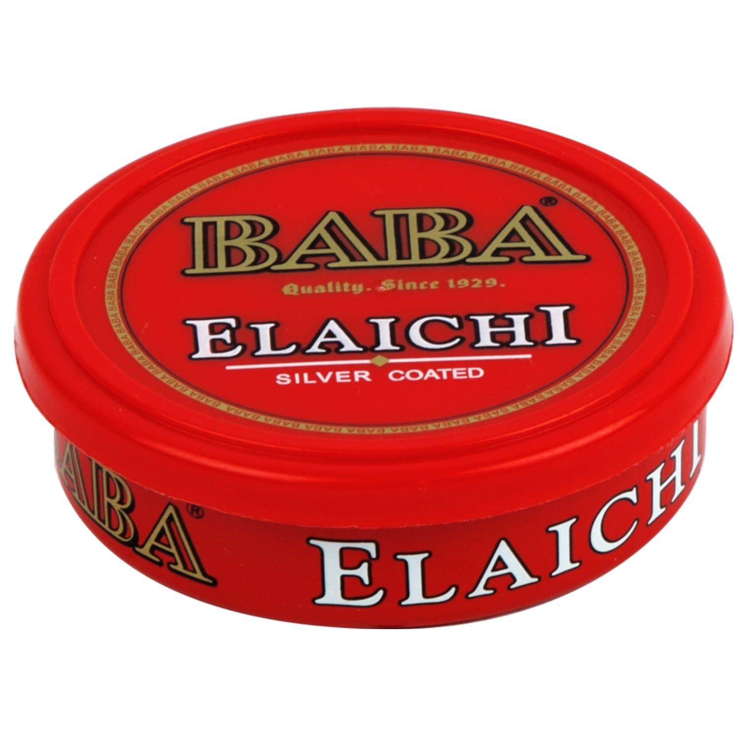 BABA ELAICHI BABA ELAICHI Silver Coated Saffron Blended Elaichi - Refreshing, Exotic And Aromatic Mouth Freshener - 10Gm Tin (Pack Of 1)