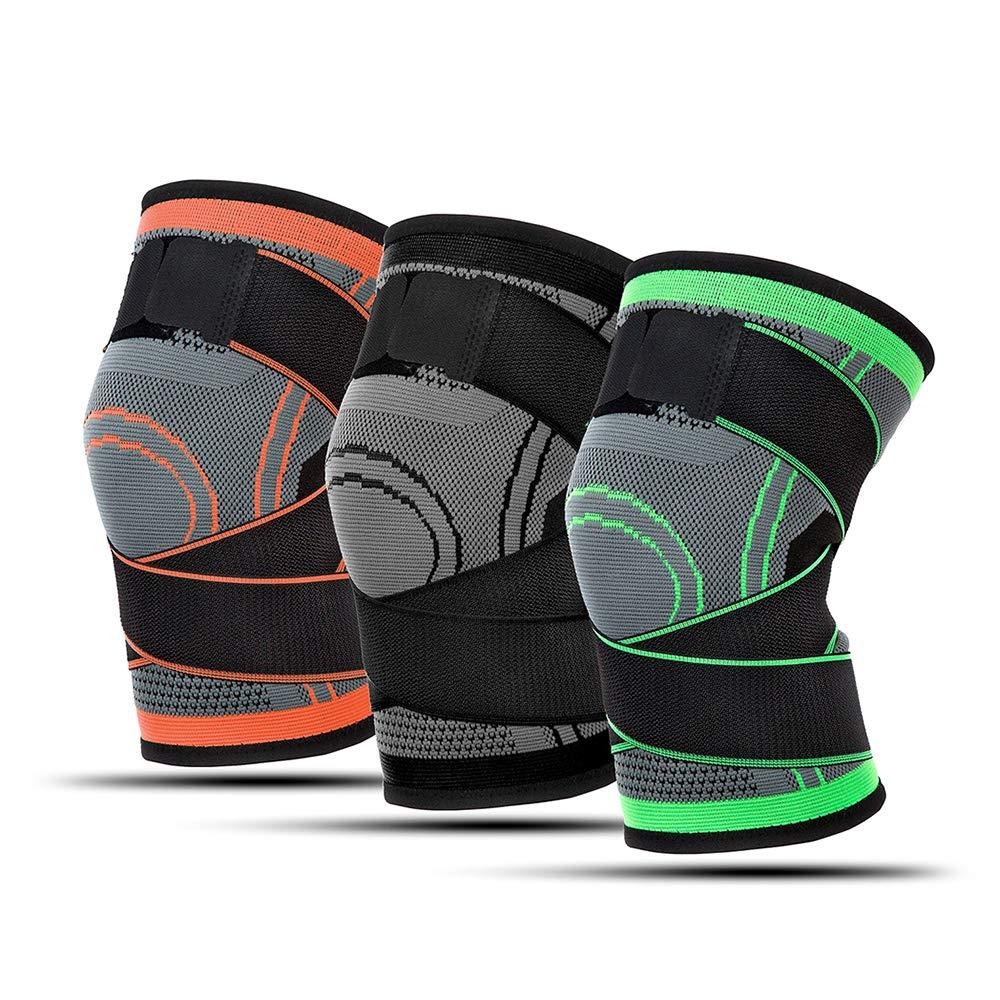 Decdeal Decdeal 1PC Knee Support Professional Protectives Sports Knee Pad Breathable Bandage Black+Grey XL