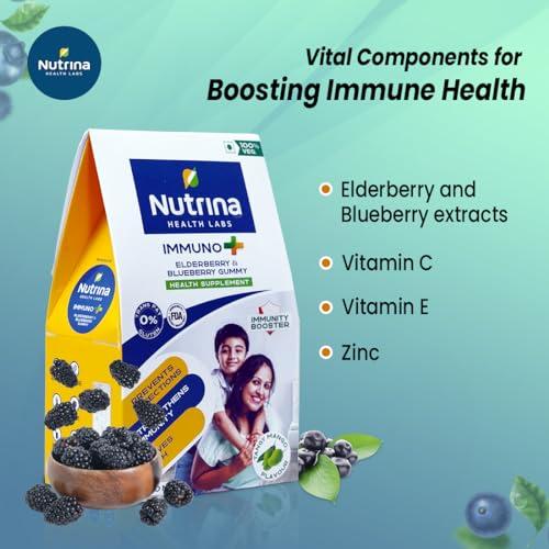 Nutrina - Health Labs Nutrina Health Labs Immuno Plus Gummies for Men And Women Elderberry, Blueberry Extract, Vitamin C and Zinc Boosts Immunity And Prevents Infections 30 Gummies (Pack of 1)