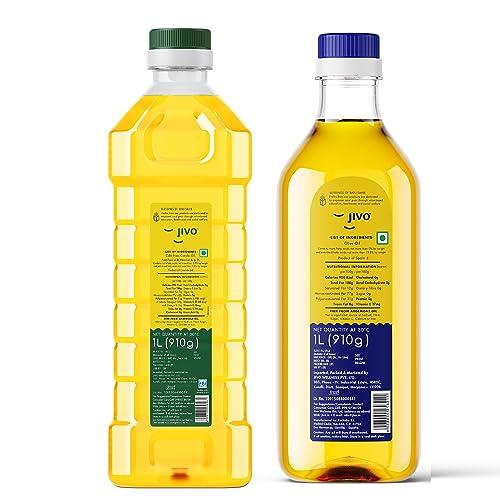 Jivo Jivo Canola Cold Press Edible Oil 1 Litre + Jivo Extra light Olive Oil 1 Litre | Pack of 2 | Healthy Cooking Oil for Daily use | Recommended by Indian Medical Association