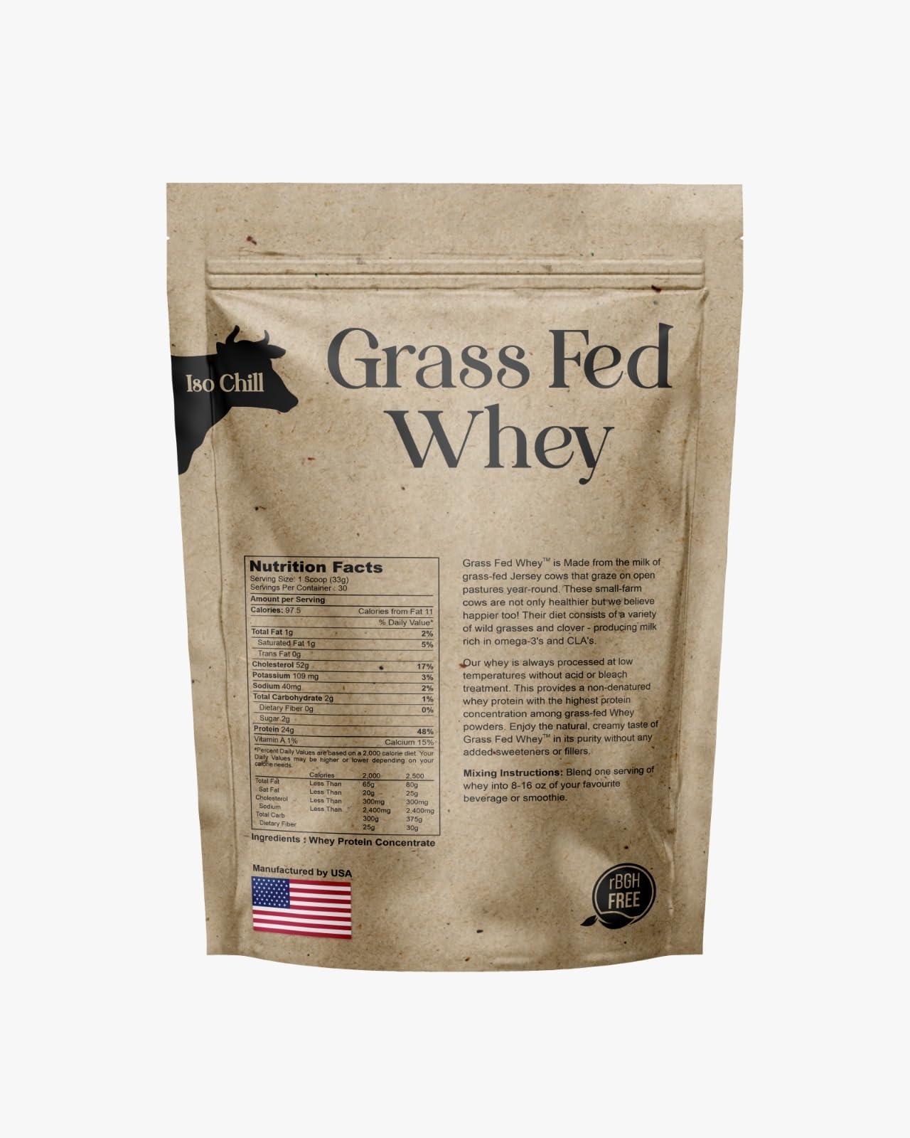 Generic GRASS FED WHEY PROTEIN | 100% PURE GRASS FED WHEY PROTEIN | 24GM PROTEIN PER SERVING | 30 SERVINGS | 1KG (2LBS) (KULFI)