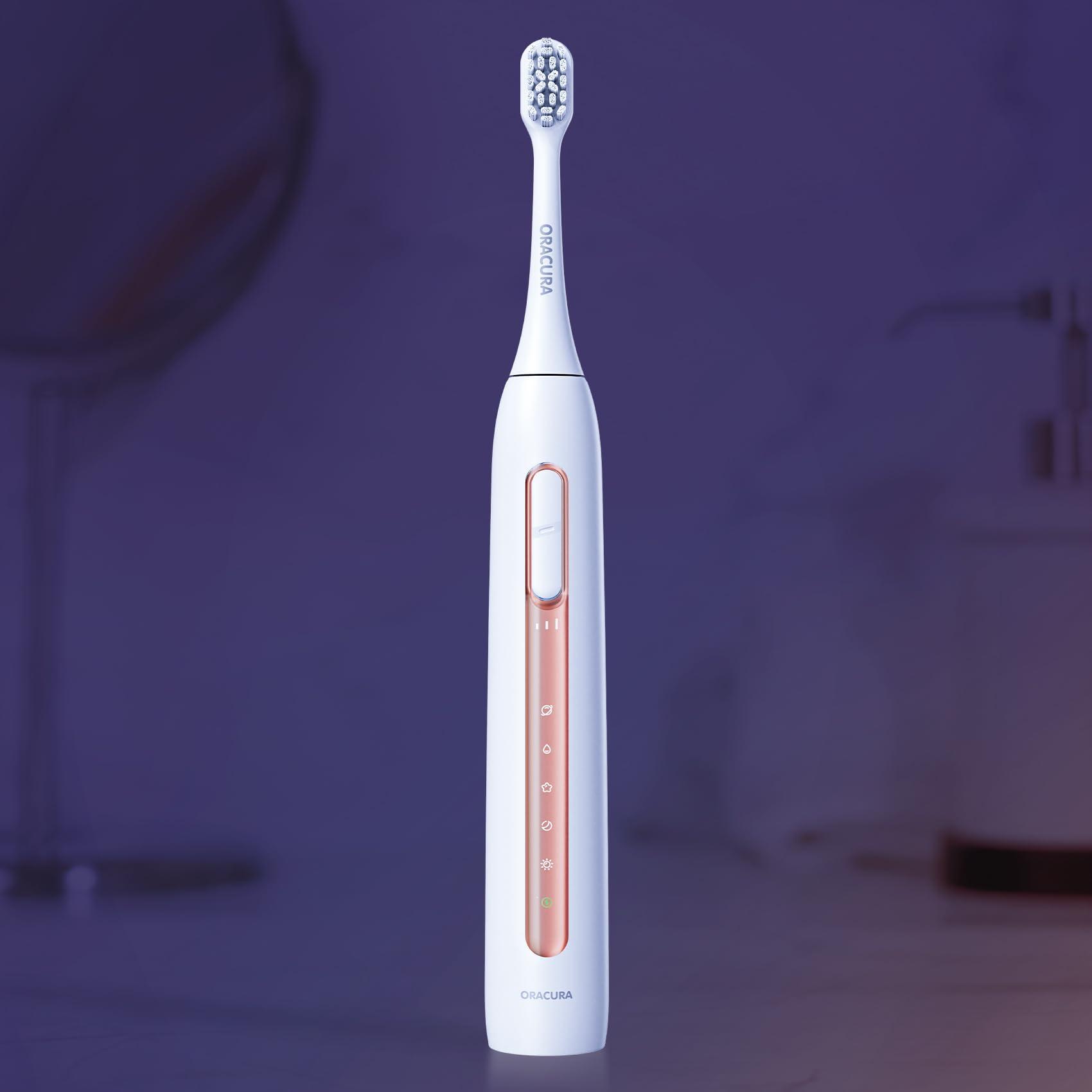 ORACURA ORACURA Sonic Smart Electric Rechargeable Toothbrush SB300| Peach |4 Vibrant Colors| 36,000 strokes/min| With 5 Modes & 3 Intensity Levels| IPX7 Waterproof| 2 Minutes Auto-Timer| 90 Days Battery Life