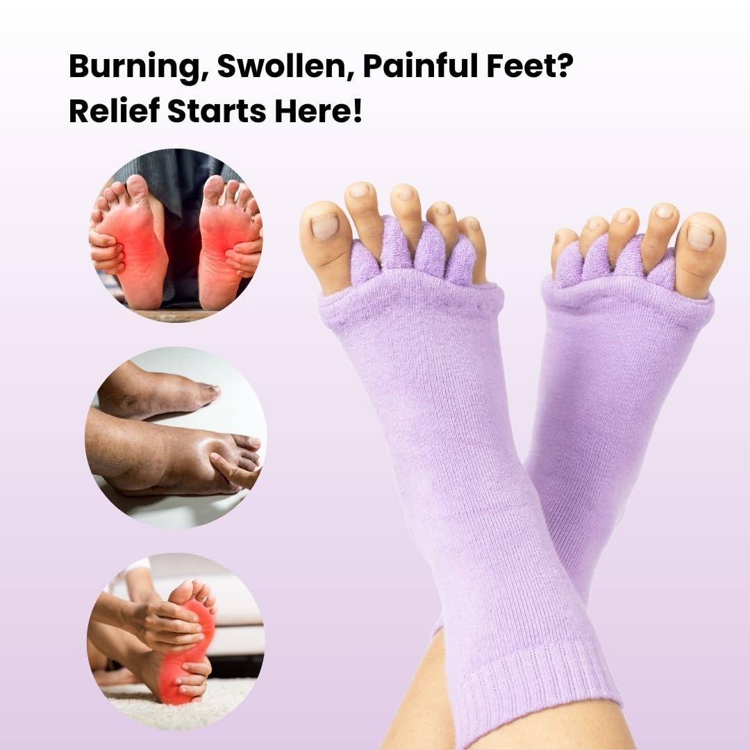 DIRTS DIRTS Foot Alignment Socks 5 Toe seprator -Easing Bunion, Plantar Fasciitis, Hammer Toes, and Pain Relief |- Size UK6-9 (Light Purple, Large)