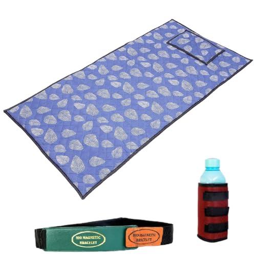 Magnowell Magnowell Bio Magnetic Mattress Pad | 3 x 6 Ft | Comes with 1 Pillow | Water Bottle Cover/Bio Magnetic Water Energy Pad | Bio Magnettic Hand Bracelet Combo for Deep Sleep and Pain Relief | Sky Blue