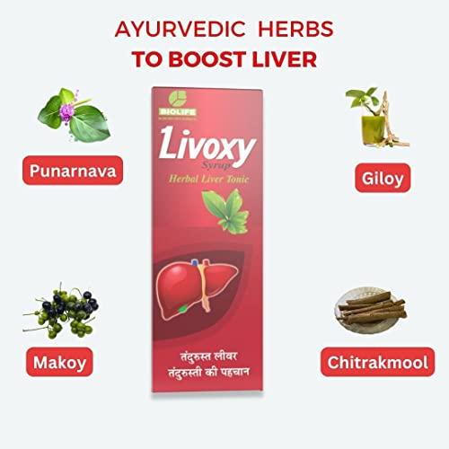 Biolife Technologies Livoxy Syrup - Ayurvedic Herbal Syrup For Liver Detoxification Function and Health with Bhumi Amla Makoy Punarnava and Other Potent Ingredients. (400 ml)