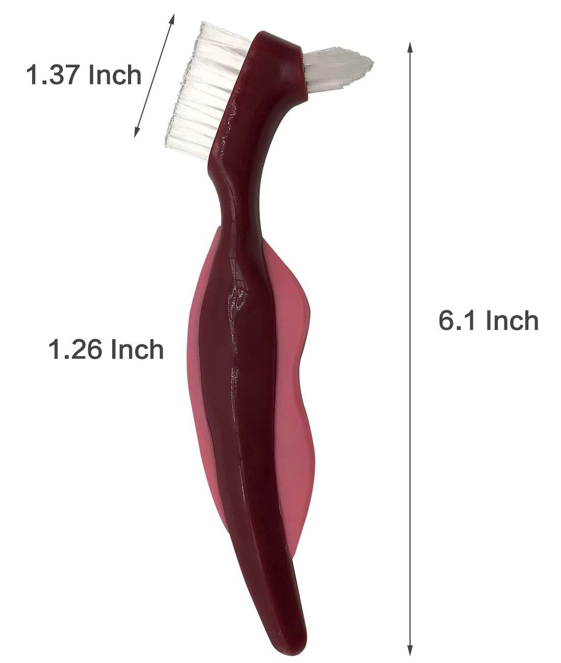 sammiy 2 Pcs Premium Hard Denture Brush Toothbrush, Cleaning Brush, Multi-Layered Bristles & Portable Denture Double Sided Brush, Denture Care