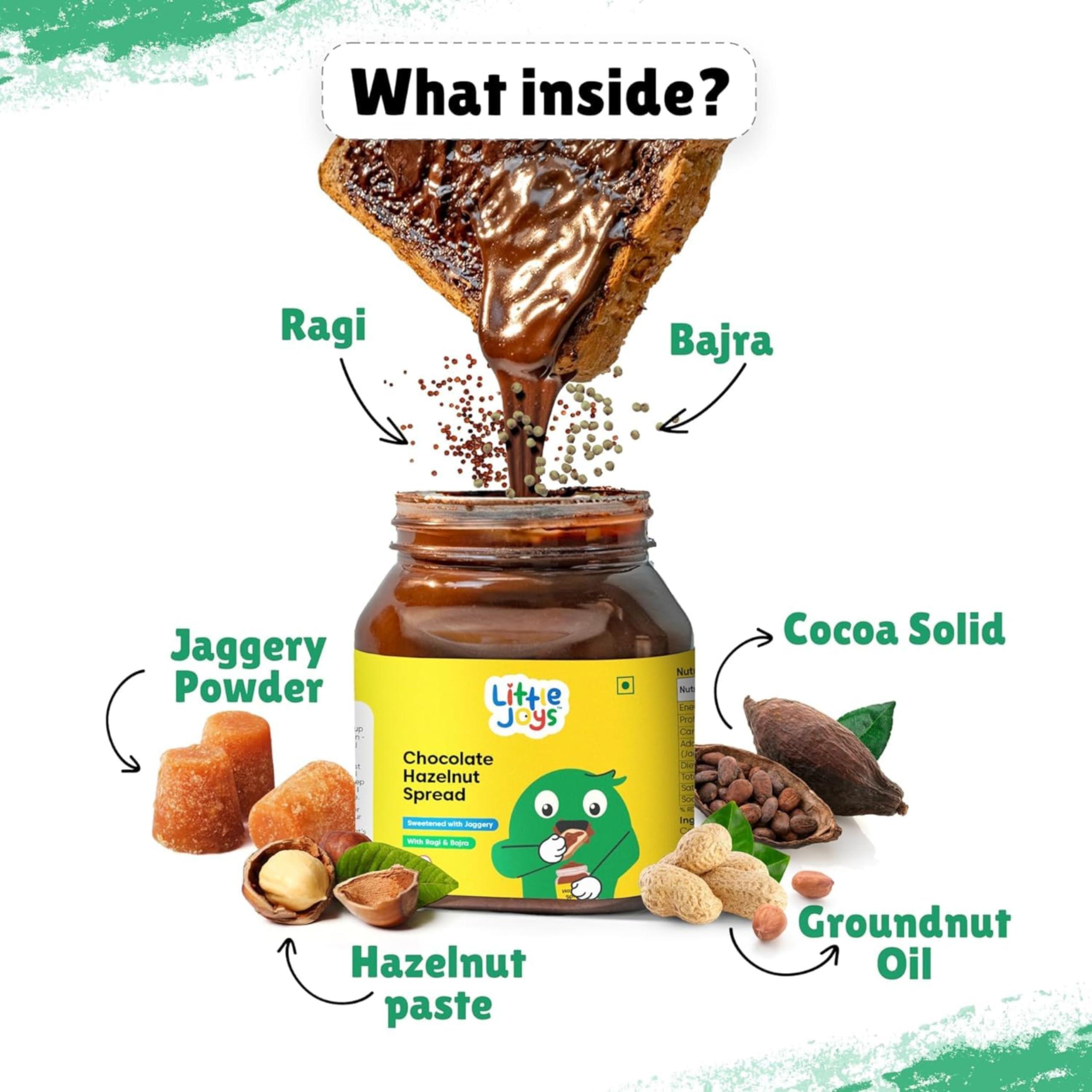 Little Joys Little Joys Chocolate Spread for Kids | Sweetened with Jaggery | With Rich Hazelnut, Cocoa, Ragi & Bajra | No Refined Sugar, No Palm Oil, No Preservatives | 300g