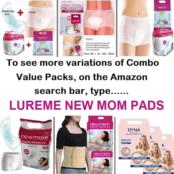 LUREME LUREME Combo Value Pack New Mom Maxi Maternity Sanitary Pads Napkins and XL Panty Pad Fixator for Pregnancy / After Delivery. 5 New Mom Pads and 5 XL (for Hip Size 101-112cm) Panty Pad Fixator