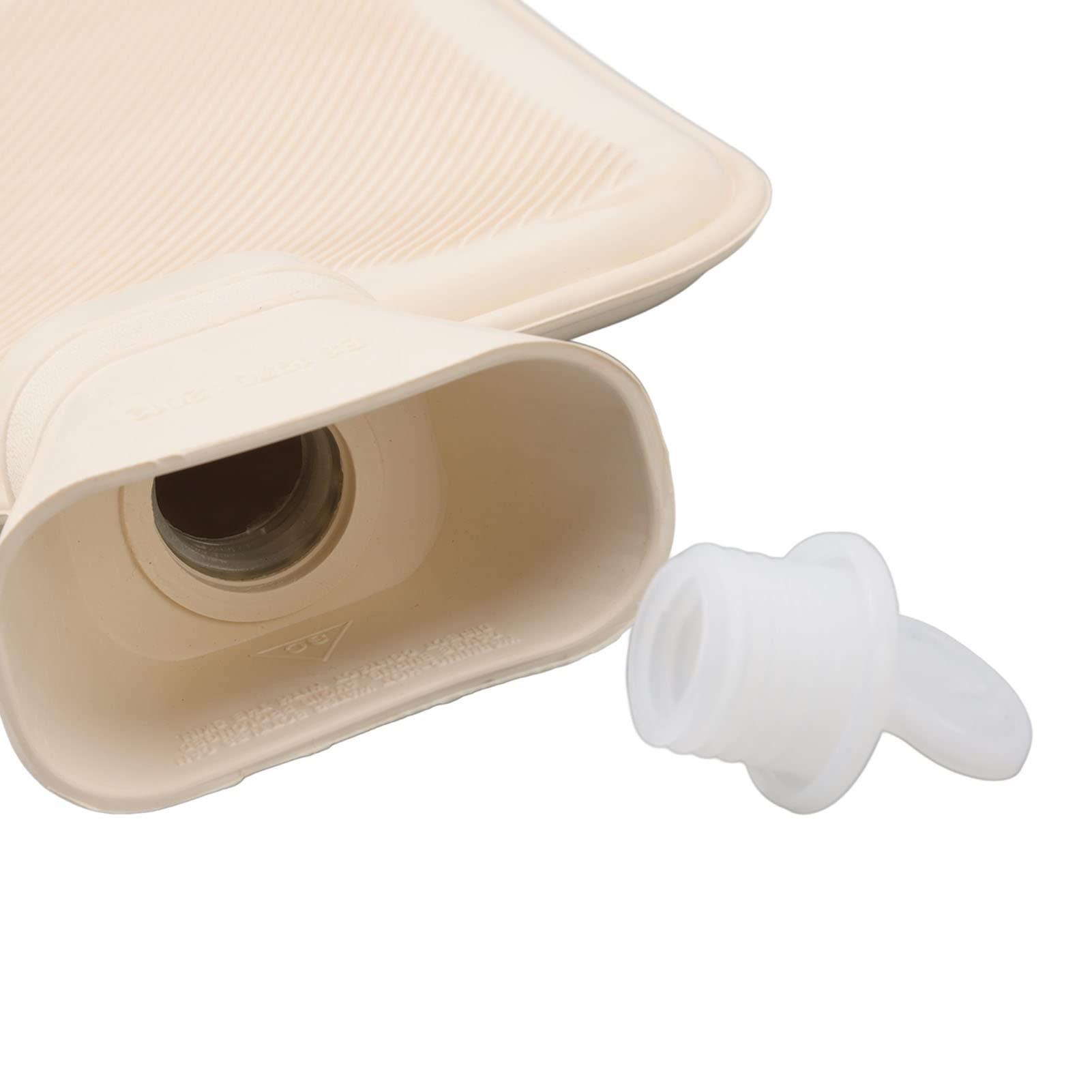 SoarUp Plush Hot Water Bag, 2000ml Hot Water Bottle Wide Water Inlet Rubber Wool for Neck (Black)