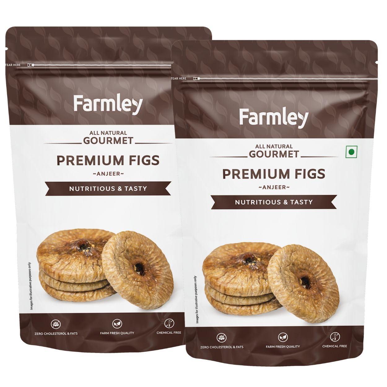 Farmley Farmley Premium Anjeer Dry Fruit | 200g Each | Anjeer, Figs Dry Fruits, Figs, Dried Fig, Dry Figs, Afghani Anjeer, Dry Anjeer, Dried Anjeer, Rich Source of Vitamins Dietary Fiber (Pack of 2)