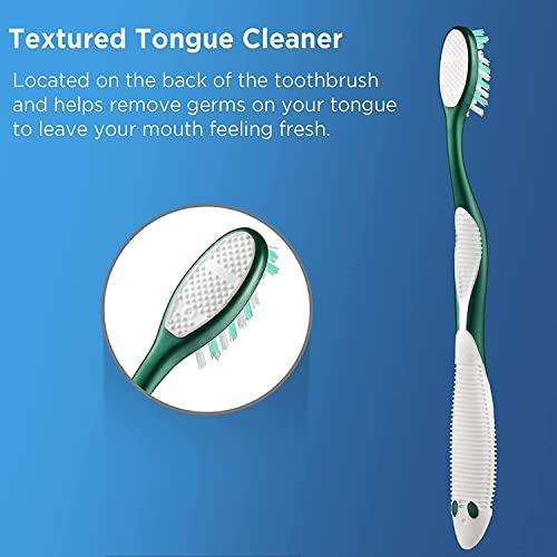 Azonee Firm Toothbrushes for Adults, Cross Hard Bristles, 6 Count