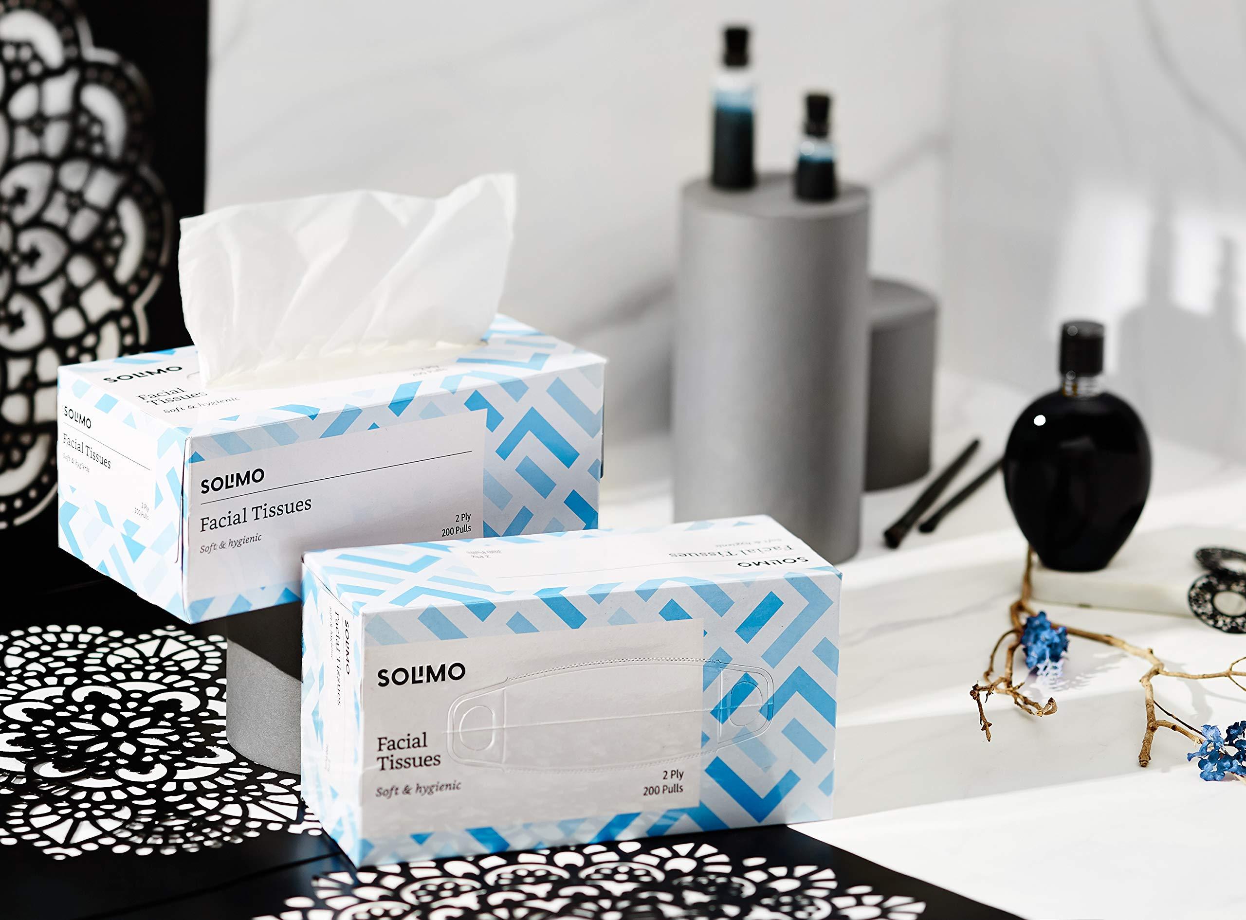 Amazon Brand - Solimo Amazon Brand - Solimo 2 Ply Facial Tissues Carton Box - 200 Pulls (Pack of 3) & Amazon Brand - Solimo 2 Ply Paper Napkins - 50 Pulls (Pack of 4)