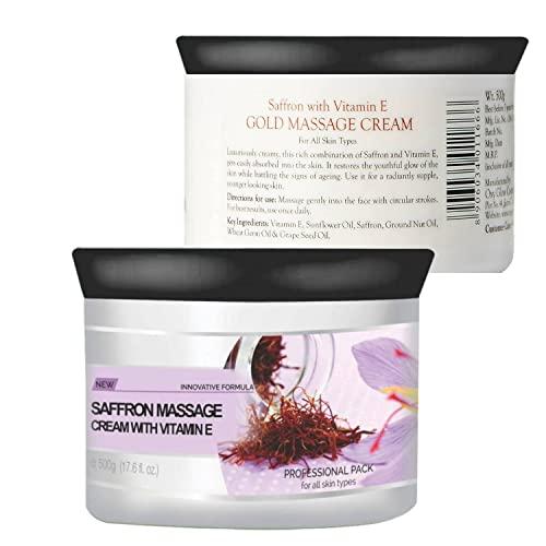 Oxyglow Oxyglow Saffron with Vitamin E Gold Massage Cream, 500g,White