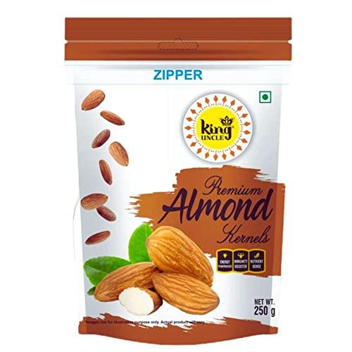 King Uncle KINGUNCLE's California Almond Kernels (Badam Giri), 500 Grams (2 Packs of 250 Grams Each), Vacuum Pack