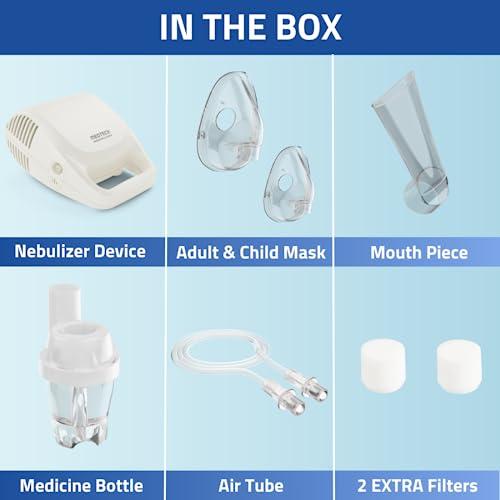 MEDTECH MEDTECH Handyneb Super Ultra Compact and Low Noise Compressor Nebulizer Machine with Complete Mask Kit for Adult and Child (White)