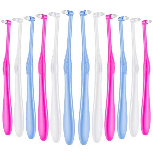Boao 12 Pieces Tufted Toothbrush End-Tuft Tapered Trim Toothbrush Soft Trim Wisdom Toothbrush Single Compact Interdental Interspace Brush