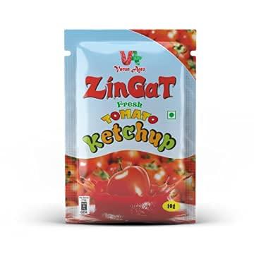 VARUN AGRO PROCESSING FOODS PRIVATE LIMITED Zingat Tomato Ketchup Sachet 100g Made with Fresh Tomatos (Pack of 100) 100gm