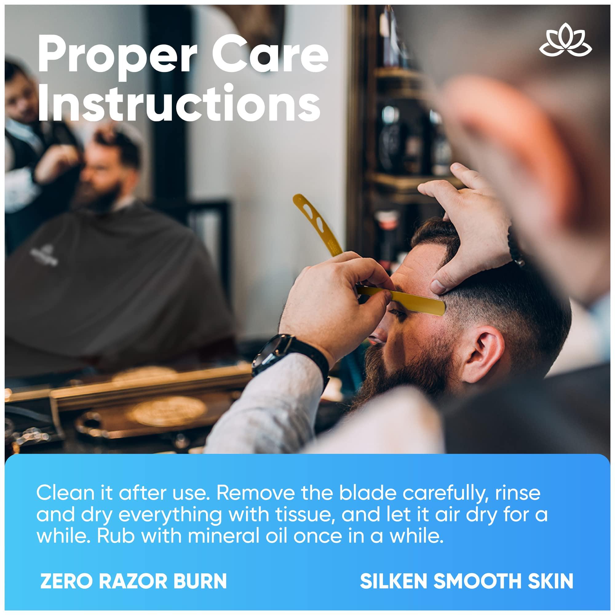 Equinox International Equinox Professional Straight Edge Razor with 100 Single Derby Straight Razor Blades-Barber Straight Razor-Close Shaving Men\'s Manual Shaver-Disposable Straight Razor Blades-Straight Razor Kit