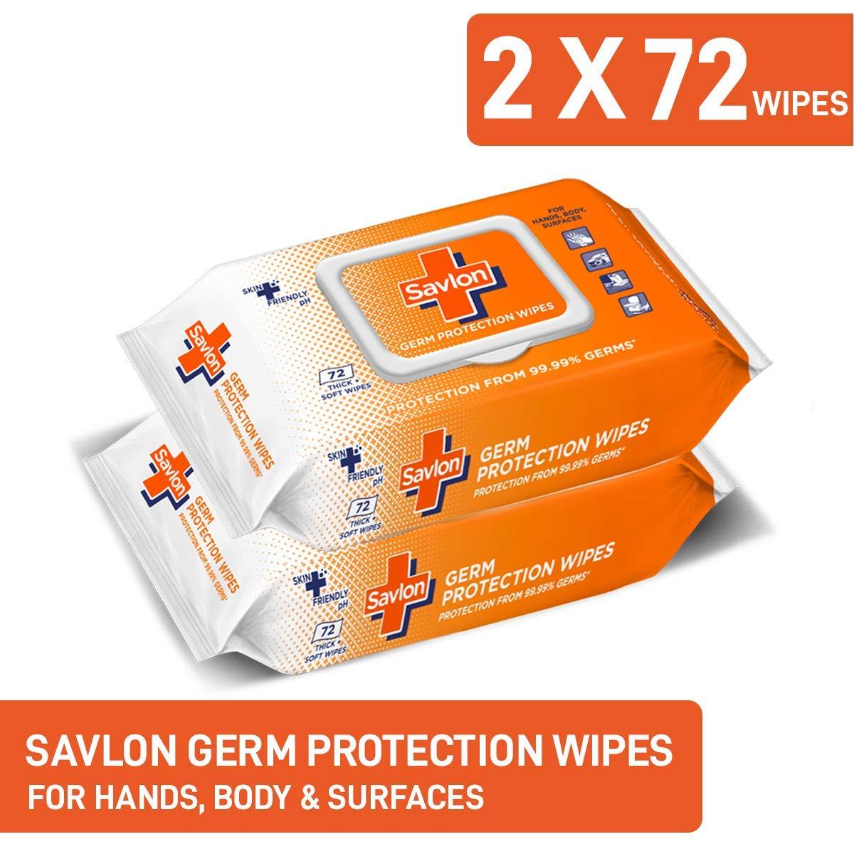 Savlon Savlon Clothes Disinfectant and Refreshing Spray & Savlon Germ Protection Wipes - 72s Pack (Pack of 2)