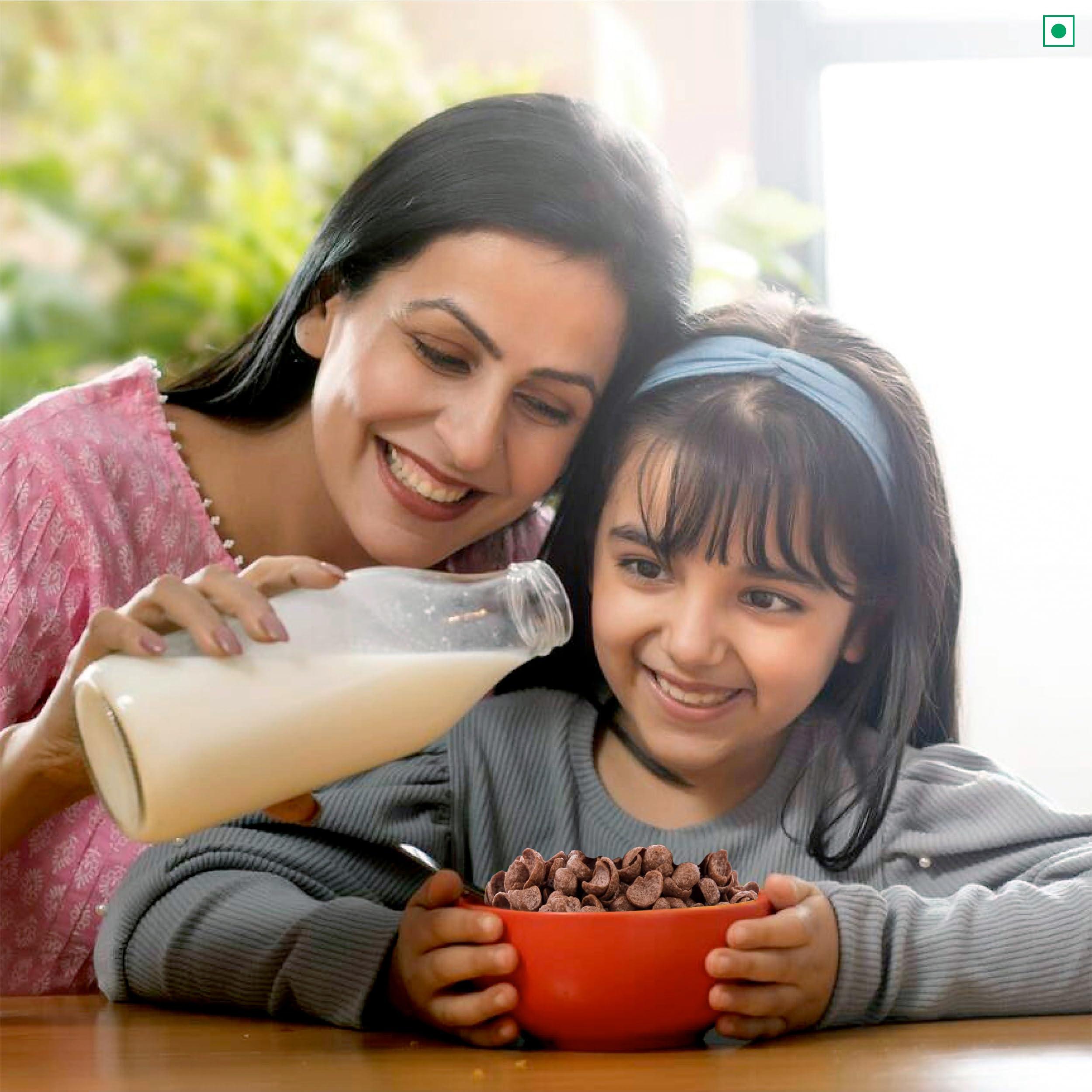 KWALITY Kwality Choco Flakes 375g (Pack 2) | Made with Whole Wheat, 0% Maida | Source of Protein & Fiber | Richness of Chocolate | Healthy Food & Breakfast Cereal for Kids