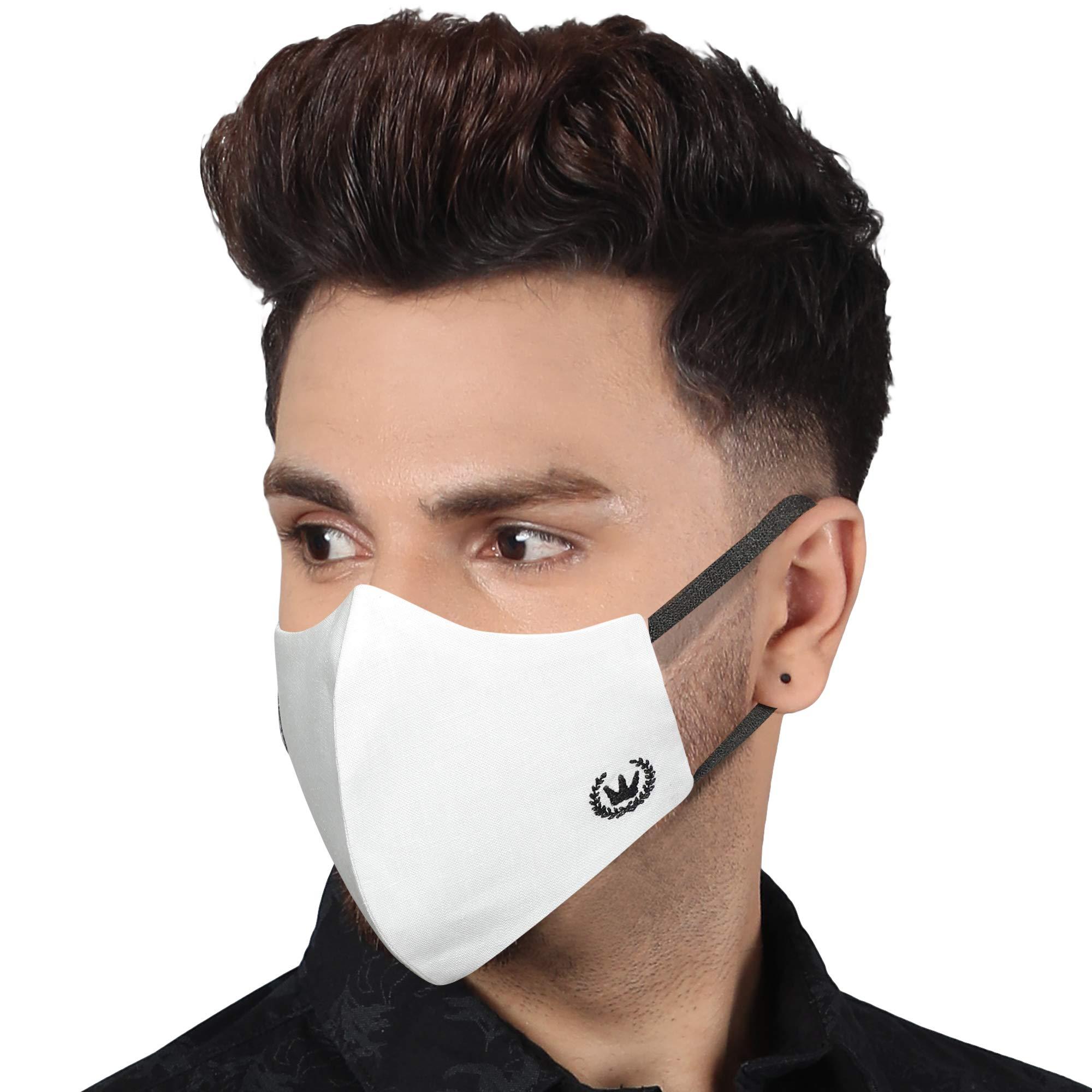 MASQ MASQ By Q-One Devil-Combo Breathable Protective Reusable Washable Masks, Anti-Bacterial (BFE>99%) 4 Layer Embroidered, Fashionable Cotton Cloth Face Mask for Men and boys with Ear Adjusters