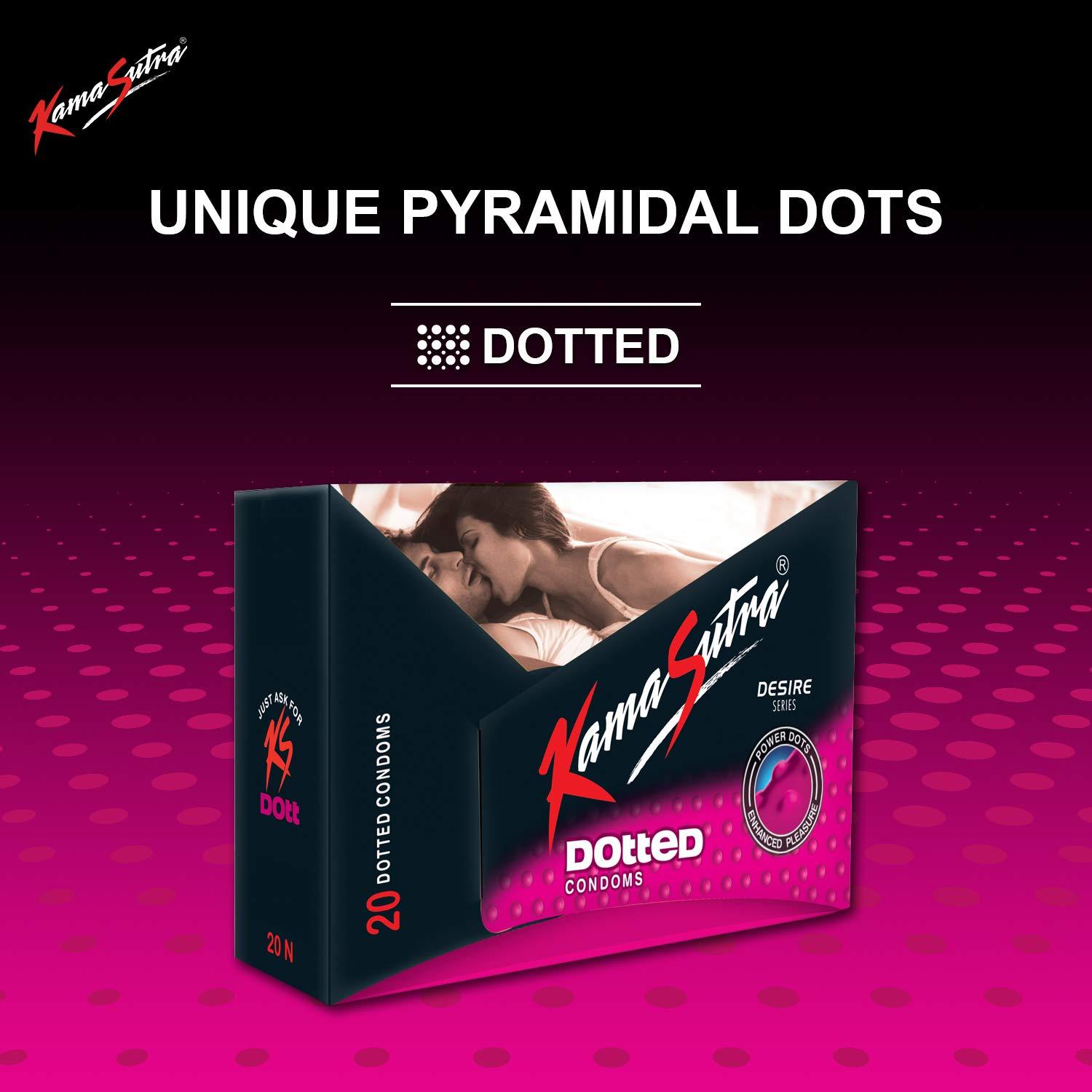 KamaSutra Kamasutra Desire Series Condoms For Men, Unique Power Ribbed Texture, 20 Ribbed Condoms & Condoms For Men, Unique Power Dotted Texture, 20 Dotted Condoms