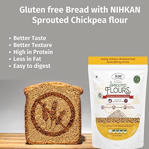 NIHKAN NIHKAN Sprouted Chickpea Flour (Garbanzo Beans)- 454g (1lb) - Gluten free High Protein | Alternative to wheat flour | Make Easy Hummus & Falafels | Delicious Taste & High Nutrition | Great for Baking