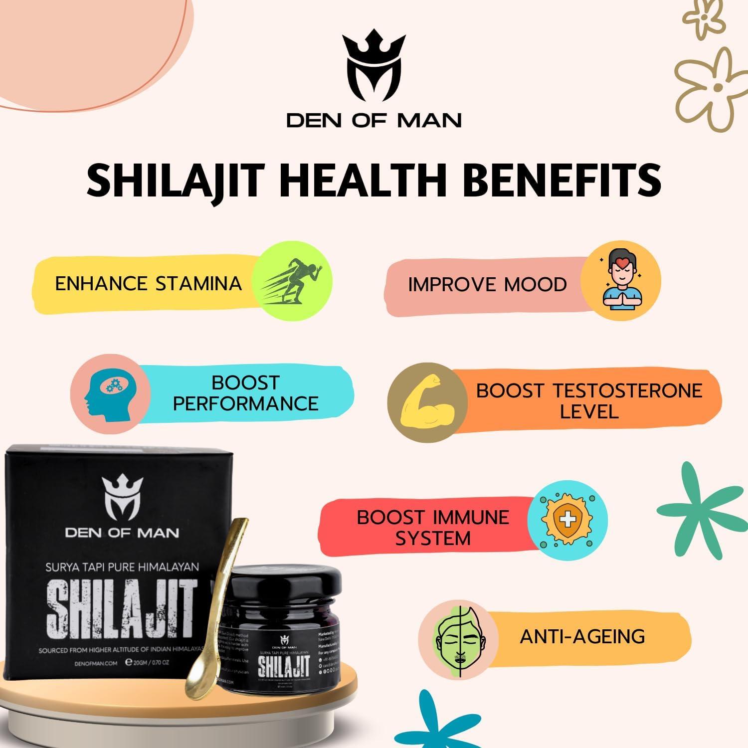 Den of Man Den of Man Sun Dried Himalayan Shilajit Resin For Stamina & Energy, Rich in Fulvic Acid, 20gm