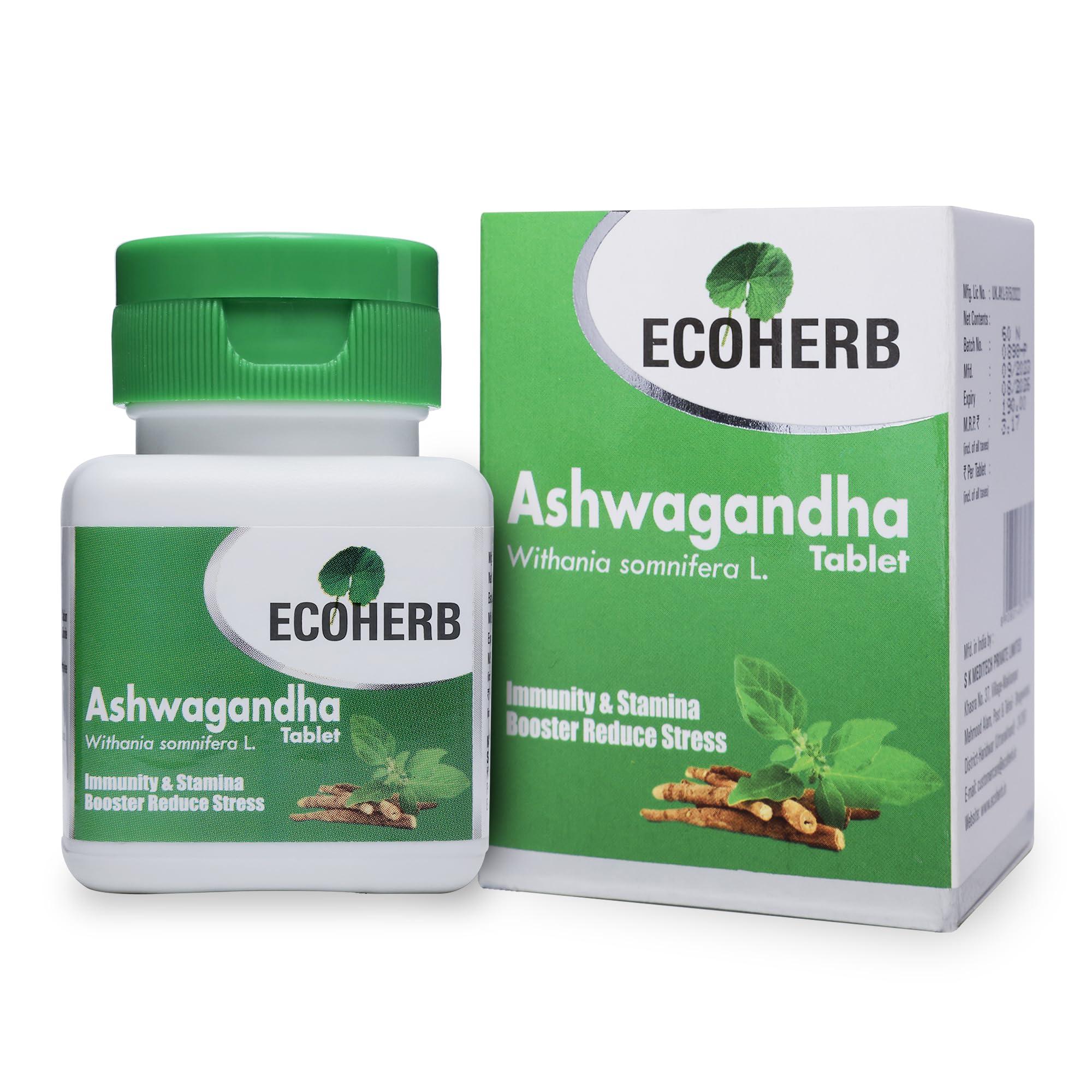 ECOHERB ECOHERB Ashwagandha Tablets I Immunity booster I Antioxidant I Rejuvenate mind & body | 60Tablets