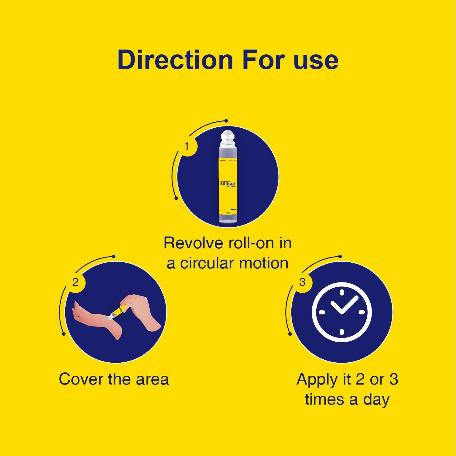 Sensur Sensur Natural and Ayurvedic Pain Relief Oil Roll On, 10ml (New Pack of 10) | Fast Relief All Pains, One solution