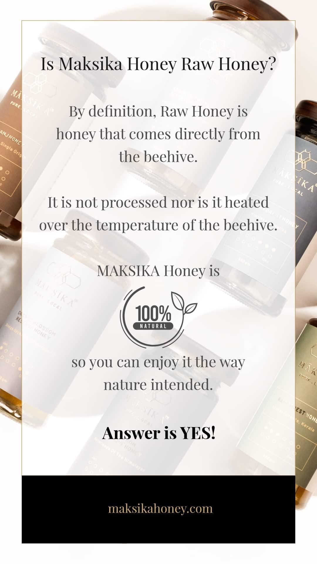 Maksika Maksika Kashmiri White Honey | Organic Honey Bottle - 330gms | Kashmiri Acacia Nectar with Light Vanilla Taste | Best paired with Chamomile or White Tea and Fresh Ricotta Cheese