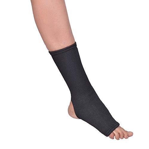 Orthtex Adjustable Ankle Support Brace Cap Wrap Pad for Men and Women | Ankle Support for Pain Relief | Ankle Support for Sports | Ankle Support Strap [Black, M] (1 Pair)