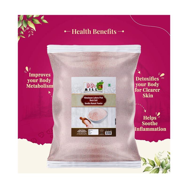 90\'s MILL 90\'s MILL Salt Natural Saindhava Lavana Crystal Rock Salt Powder | Rock Salt | Premium Sendha Namak | with Natural Trace Minerals | Fast Navratri Upwaas Vrat Ekadashi Salt-400GM*3Pack