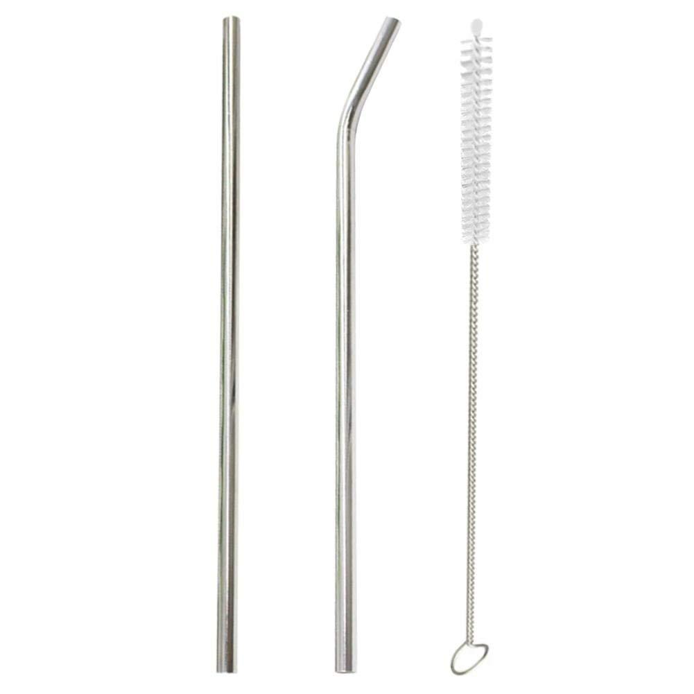 AmigozZ AmigozZ 2pcs Reusable Stainless Steel Drinking Straws with 1 Cleaner Brush Kits