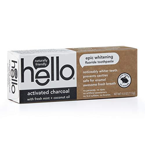 Hello Oral Care Hello Oral Care Activated Charcoal Fluoride Whitening Toothpaste, Vegan & SLS Free, 4 Ounce
