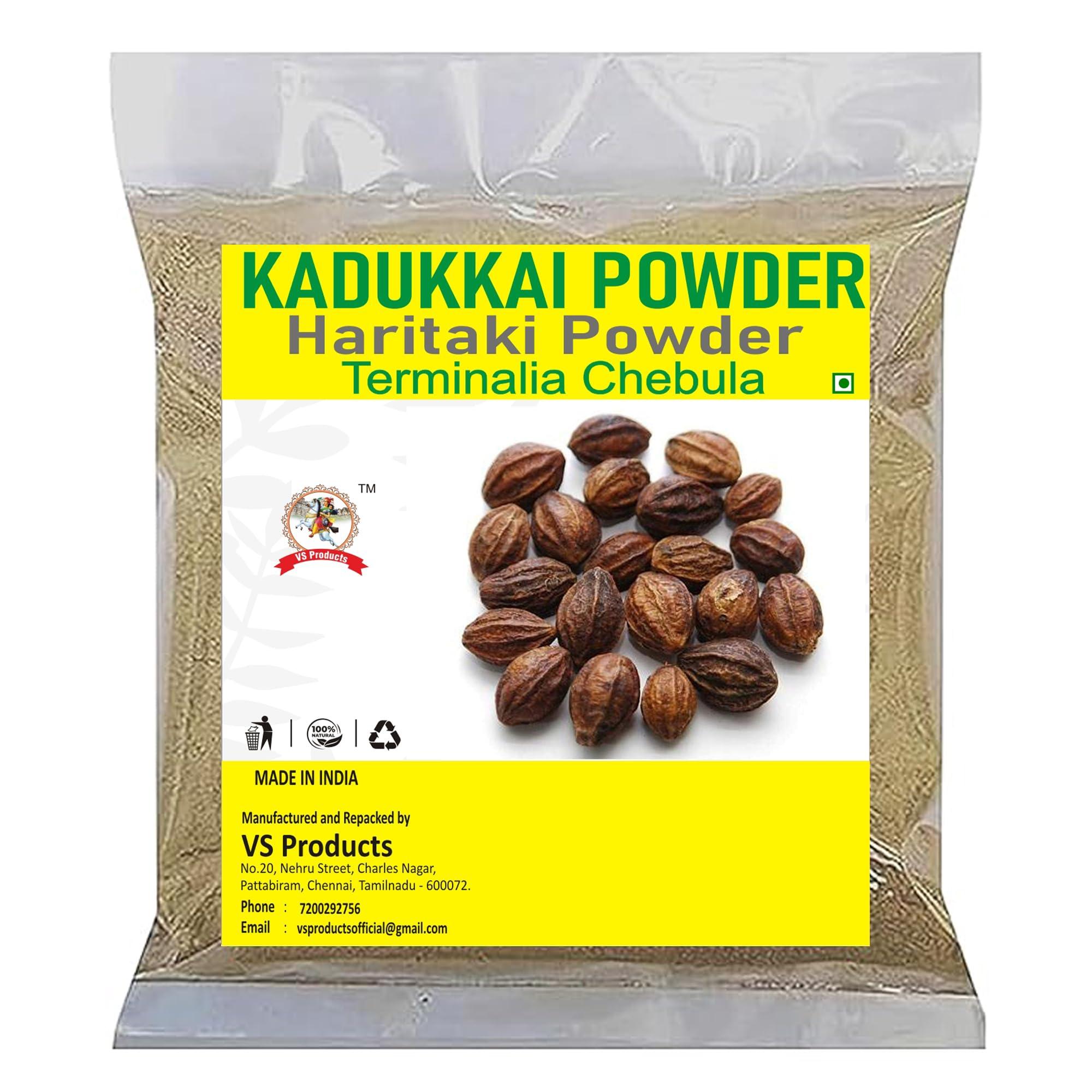 VS Products VS Products Kadukkai Powder, 250g, Haritaki Powder, Harad Powder, Terminalia Chebula,Karakkai, Black Myrobalans Powder, (pack of 2 x 100g, pack of 1 x 50g)