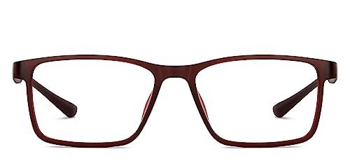 LENSKART BLU LENSKART BLU | Zero Power Blue Cut Computer Glasses | Anti Glare, Lightweight & Blocks Harmful Rays | UV Protection Specs | Maroon | Men & Women | Medium | LB E14283