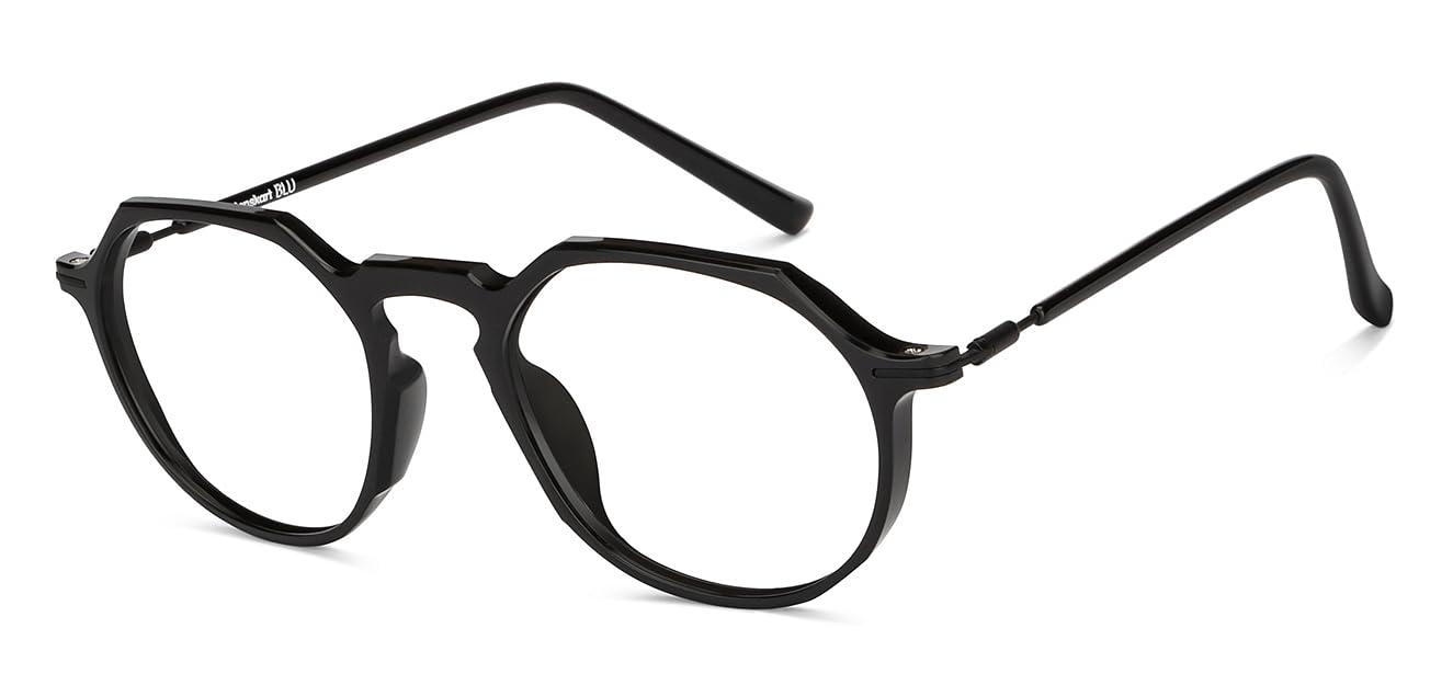 LENSKART BLU LENSKART BLU | Zero Power Blue Cut Computer Glasses | Anti Glare, Lightweight & Blocks Harmful Rays | UV Protection Specs | Black | Men & Women | Small | LB E14790