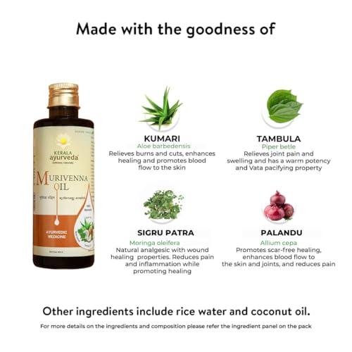 KERALA ayurveda Kerala Ayurveda Murivenna 200ml | Oil for Burns, and Sprains | Ayurvedic Pain Relief Oil | x Pack of 6