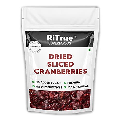 RiTrue RiTrue - Dried Sliced Cranberry - 500 Gm Pouch - (Gluten Free, Vegan & NON GMO) Organic Unsweetened Cranberries Dry Fruits