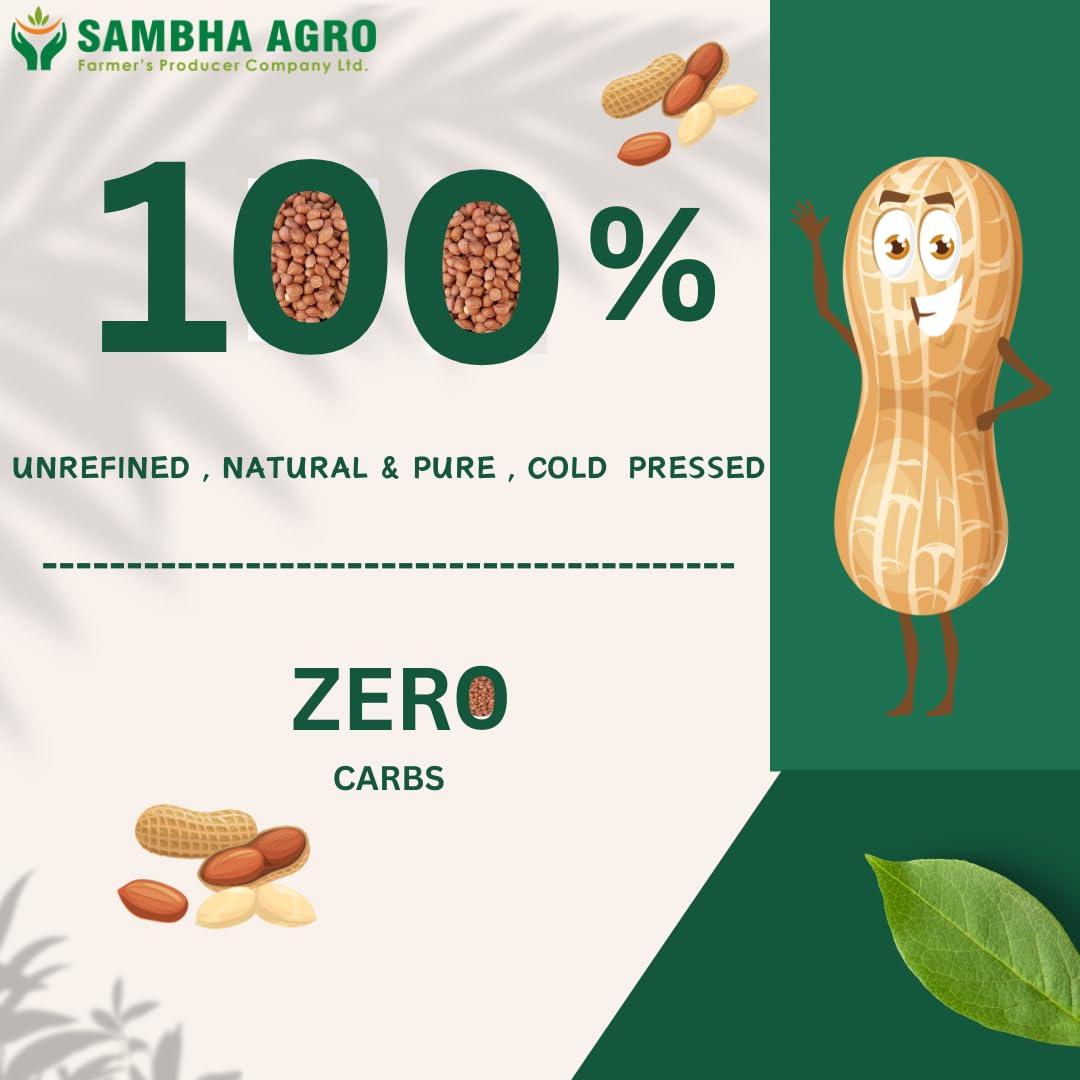 SAMBHA AGRO Sambha Agro 1L Cold Pressed Groundnut Oil - Better, Pure & Unrefined | Naturally Cholesterol-Free Cooking Oil with Rich Aroma & Flavor | A1 Grade Groundnuts | Purity in Every Drop (Pack of 2)