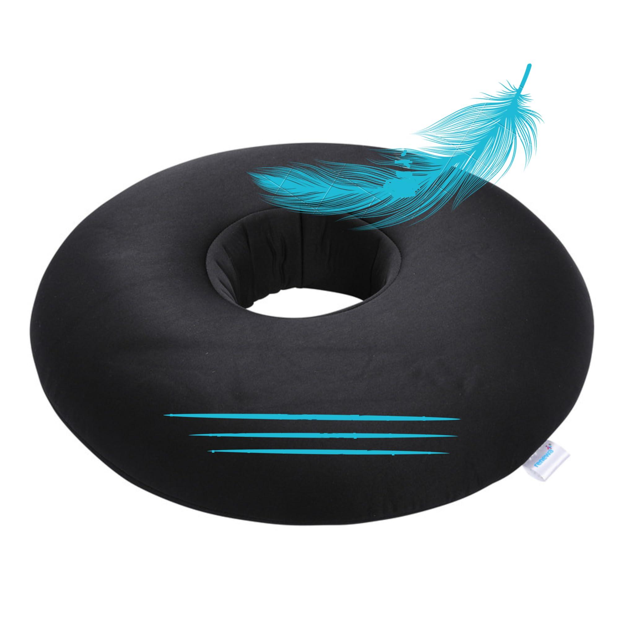 RENEWA Renewa Donut Pillow Use for Piles Tailbone Pain Orthopedic Coccyx Seat Cushion Piles Pillow for Haemorrhoid Pain Relief for Piles Coccyx Sciatica Fistula Prostate Post Natal PU Foam Black