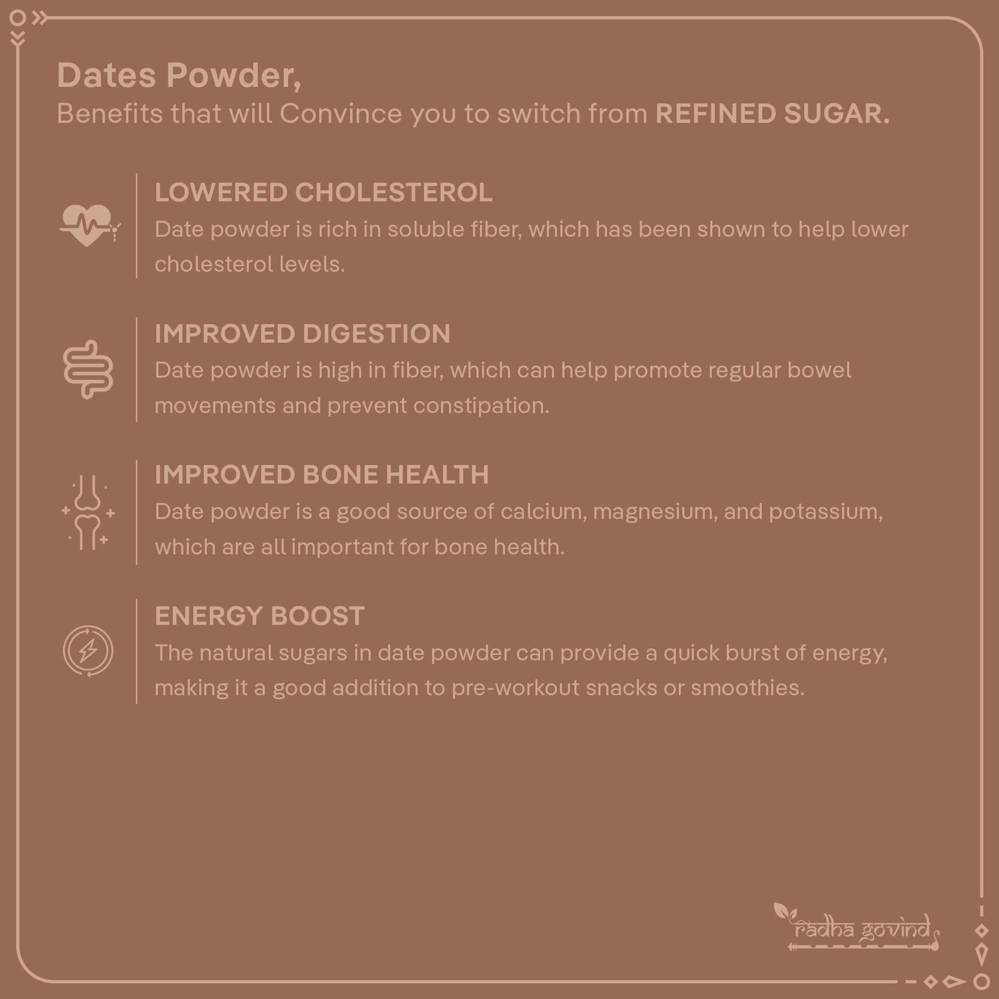 RADHA GOVIND RADHA GOVIND Organic Date Powder | Fine Kharik Powder | Dry Dates Powder - 1000 Gm