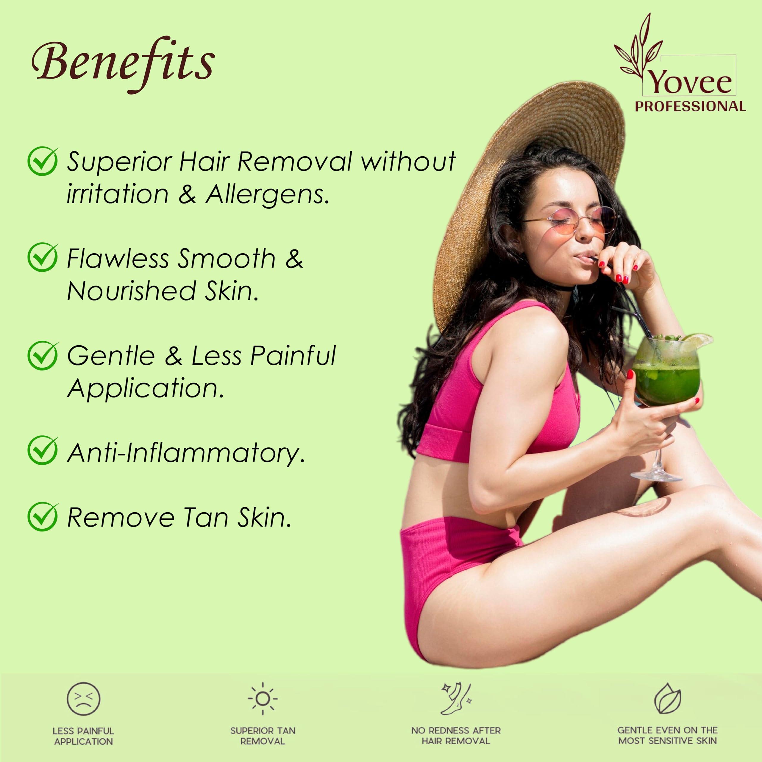 YOVEE PROFESSIONAL Yovee Professional Aloevera With Argan Oil Liposoluble Gel Wax Easy To Hair Removal For Arms, Chest, Legs, Back, and Full Body, Suitable for Sensitive Skin