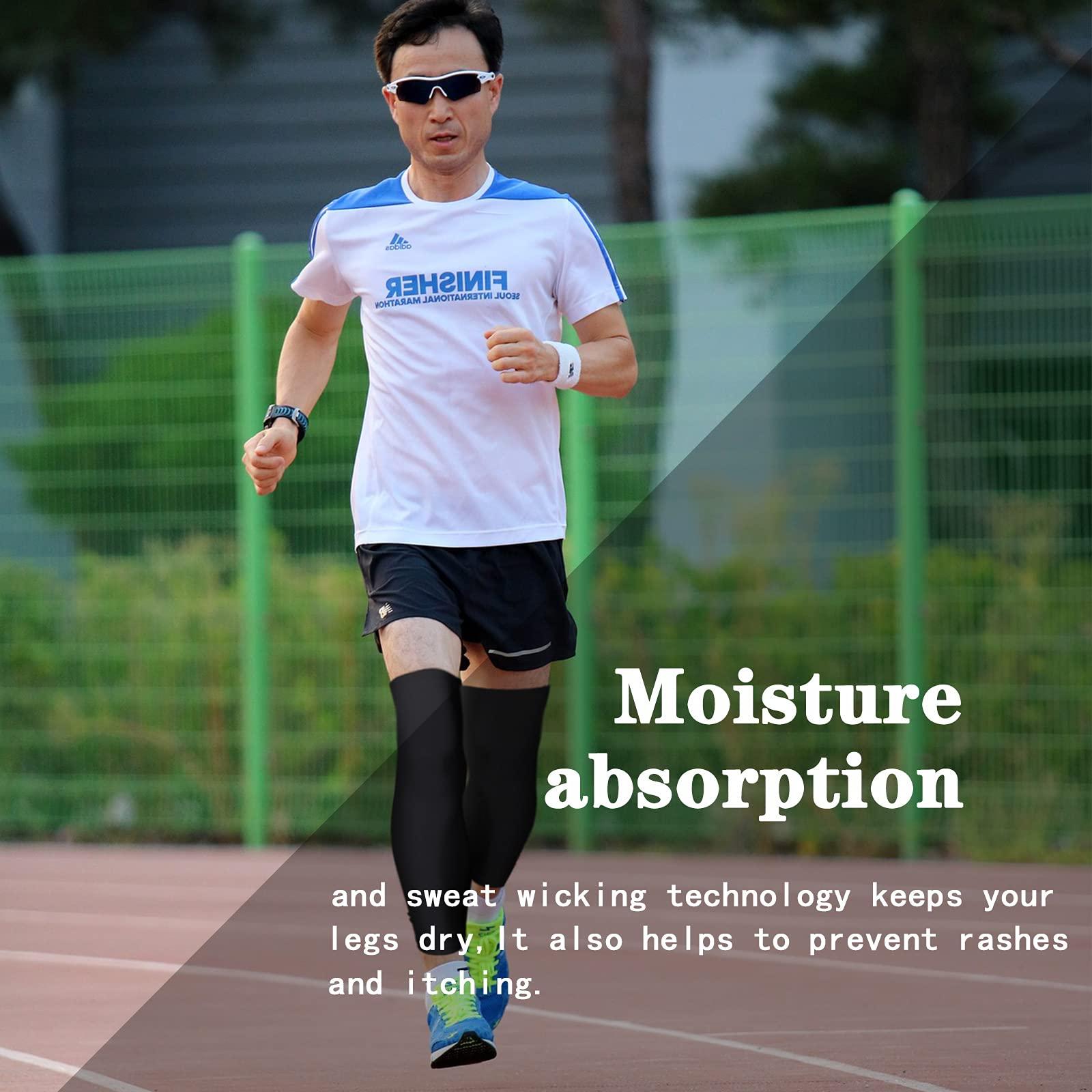 Skylety Skylety Compression Leg Sleeve Full Length Leg Sleeves Sports Cycling for Men Women, Running, Basketball, Black and Blue, Medium