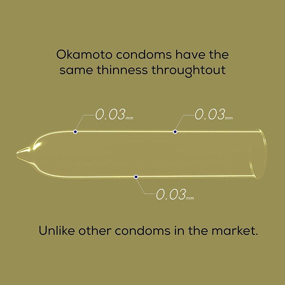 OKAMOTO Okamoto Condom | Ultra Thin Condoms for Men | Thinnest Premium Snug Fit Condoms | Made In Japan | 0.03 mm thin | 003 Realfit (Pack of 2)