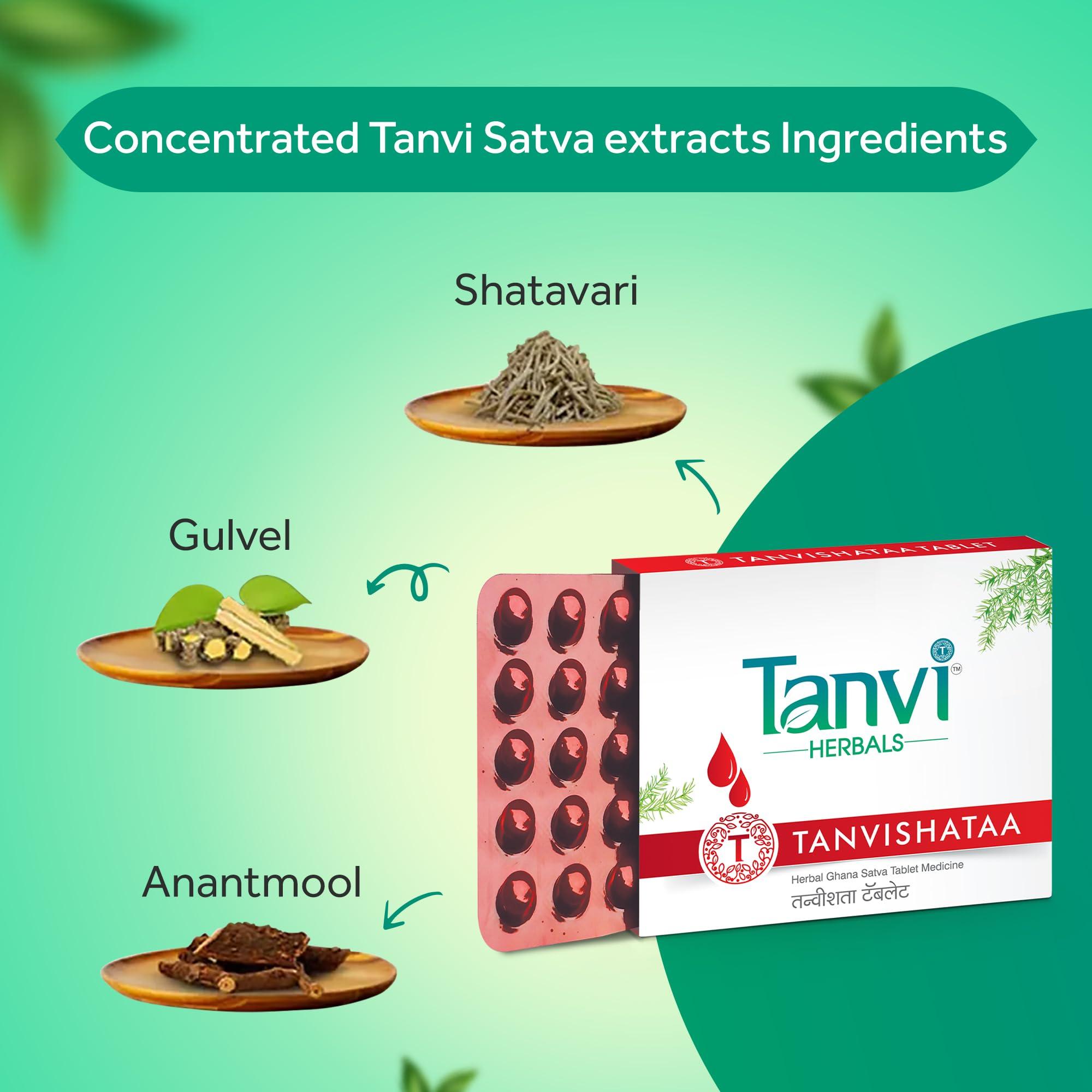 Tanvi Herbals Tanvi Herbals Tanvishataa Tablet | Herbal Supplement For Immunity | Acidity | Headache & Weakness | Herbal Supplement | Highly Effective | Suitable For All Ages | 180 Tablets