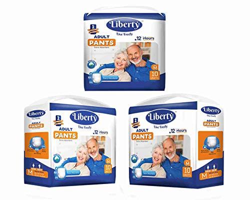 Liberty Liberty Premium Adult Diaper Pants Unisex, Medium 3x10 Pcs, Waist Size (61 & Liberty Eco Adult Diaper Pants Unisex, Medium