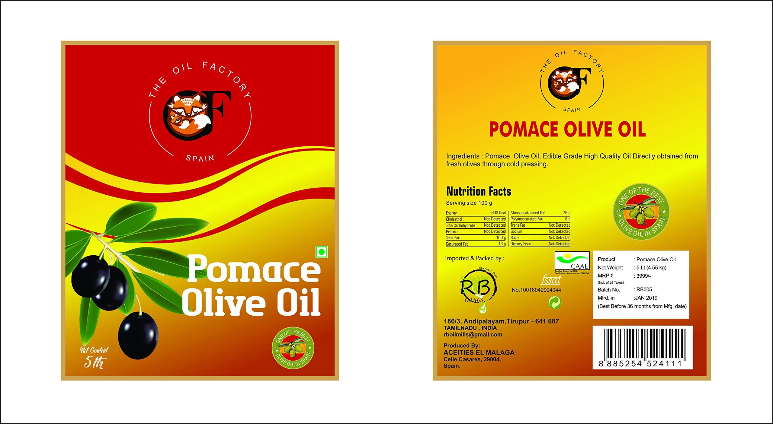 THE OIL FACTORY The Oil Factory Pomace Olive Oil - 5 Ltr Plastic Bottle