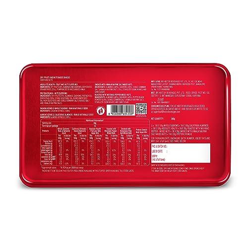 Paper Boat Paper Boat Dry Fruit Gift Box, 390g - Gourmet Lohri Gift Hamper | Beautiful Reusable Tin Box | Festive Gift for Loved ones | Assorted Mix of Raw, Flavoured & Trail Mix | Cashews, Almonds, Berries, and Mixed Nuts